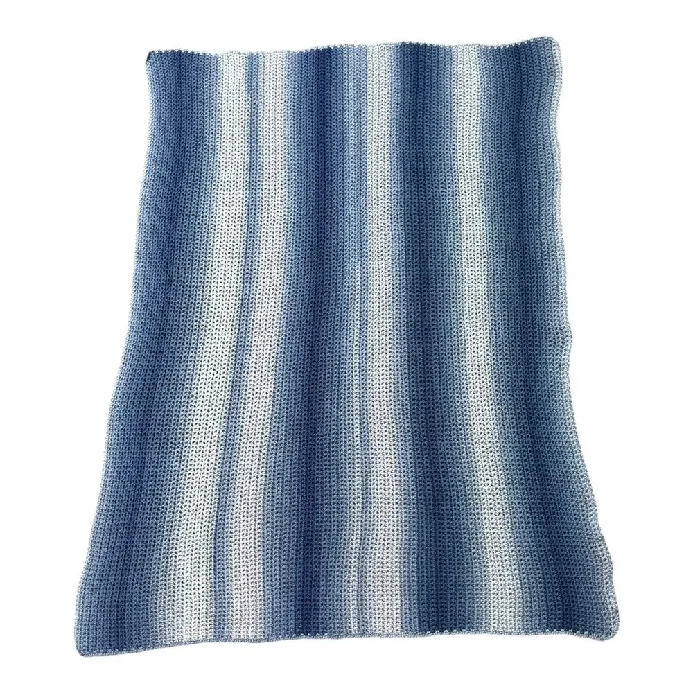 Handmade Afghan Light Dark Blue Ombre 39